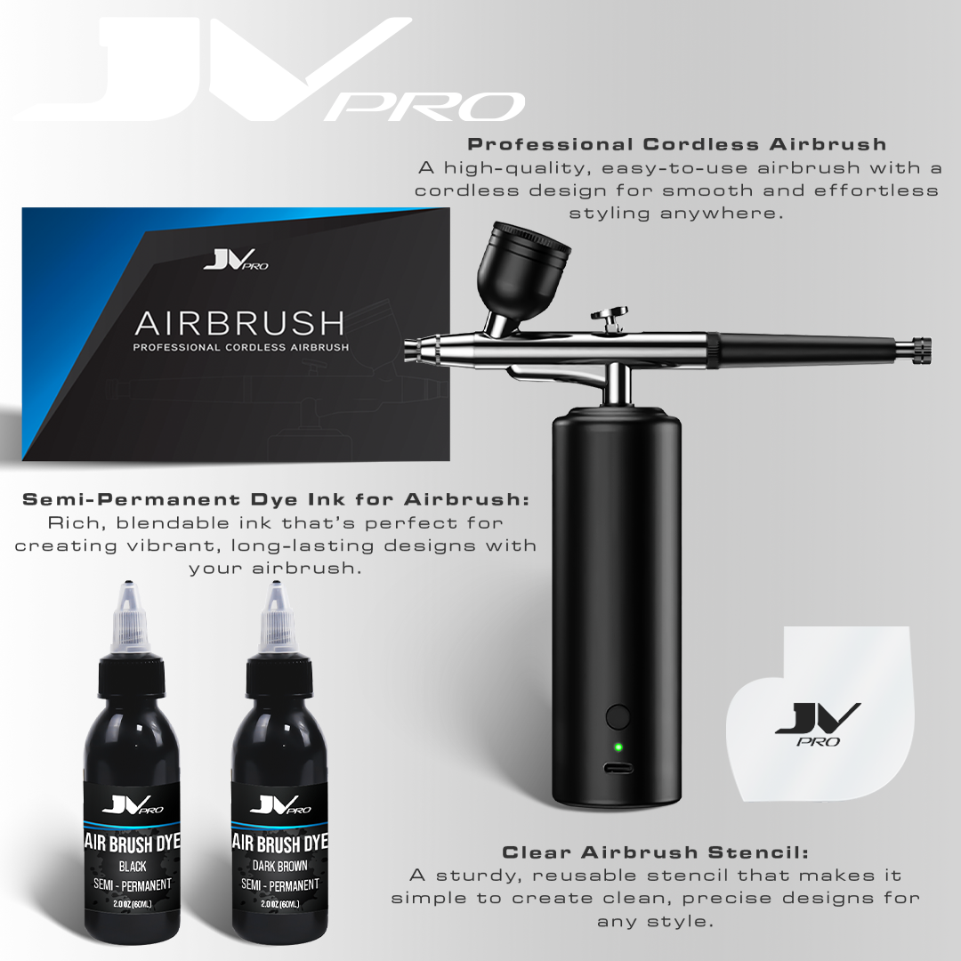 JV PRO Cordless Airbrush Bundle – Kit with Dyes & Enhancement Card