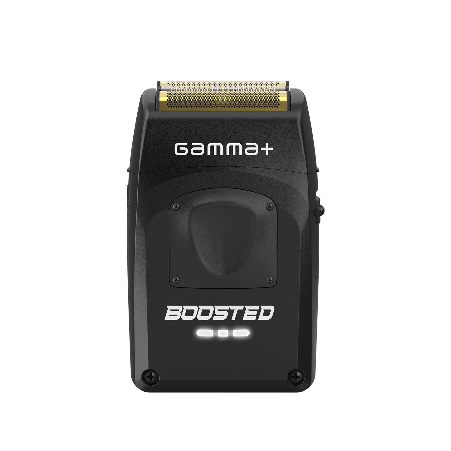 "Gamma Boosted Cordless Double Foil Shaver - Hypoallergenic gold foils for smooth, irritation-free shaving, designed for barbers."