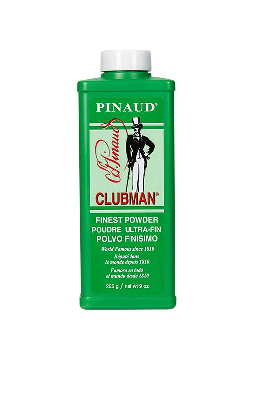 "Clubman Pinaud Talc Powder 9oz - Men's grooming essential for body care, post-shave soothing, and lasting protection."