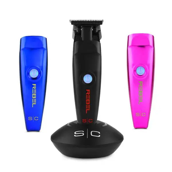 "StyleCraft Rebel Hitter Trimmer: Cordless, zero-gap precision tool with 7,500 RPM motor, DLC blade, and ergonomic metal housing."
