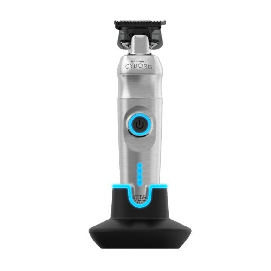 "Gamma+ Cyborg Trimmer - Cordless, brushless motor, zero-gap blade for precision and professional grooming excellence."
