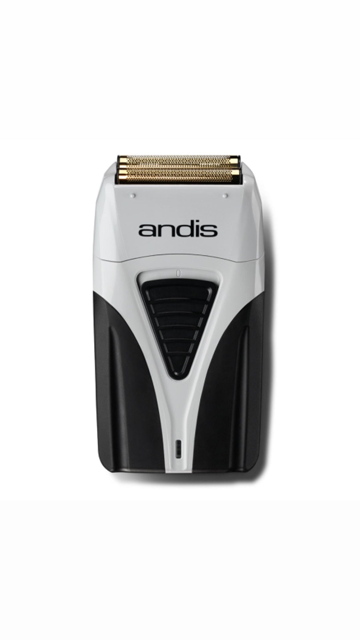 “Andis ProFoil Plus hypoallergenic cordless shaver with titanium gold foil for smooth, close, irritation-free shaving.”