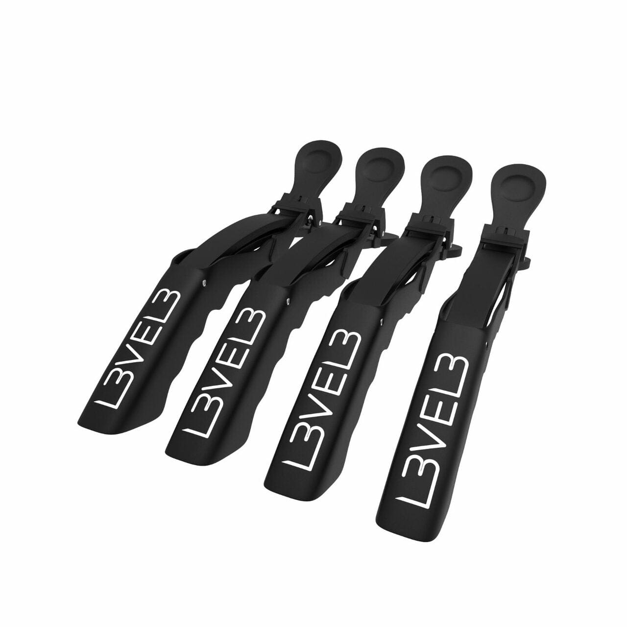 “Level3 croc clips 4pcs in black, durable hair styling tools for sectioning and precision.”