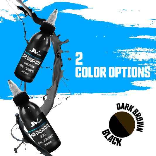 “JV PRO Airbrush Dye for professional semi-permanent hair color, perfect for hairline and beard enhancements.”