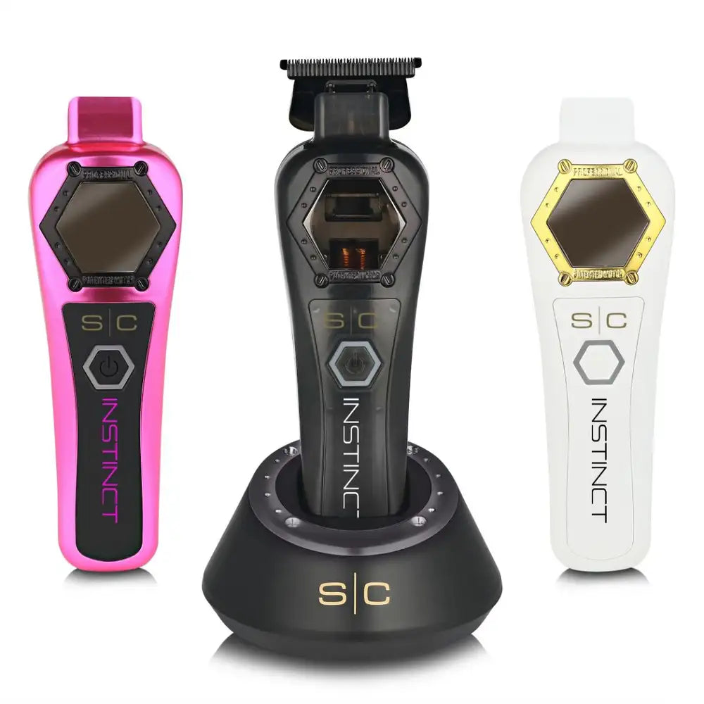 "StyleCraft Metal Instinct Trimmer: Cordless, zero-gap DLC blade, high-torque motor, and ergonomic metal design for precision grooming."