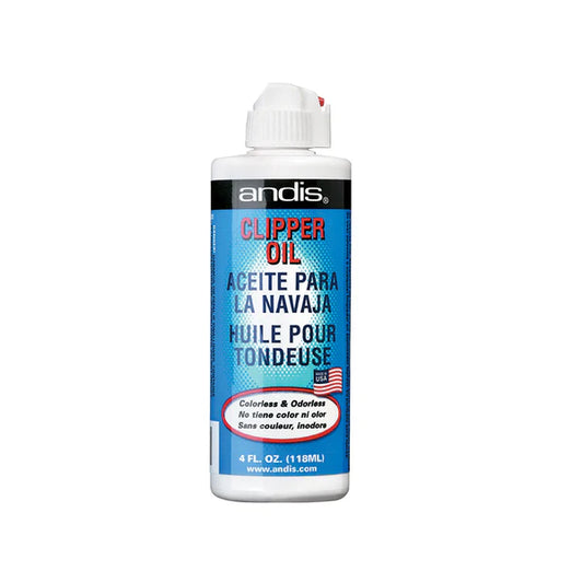 “Andis Clipper Blade Oil: 4 oz lubricant for trimmer maintenance, reduces friction, prevents rust, and extends blade life.”