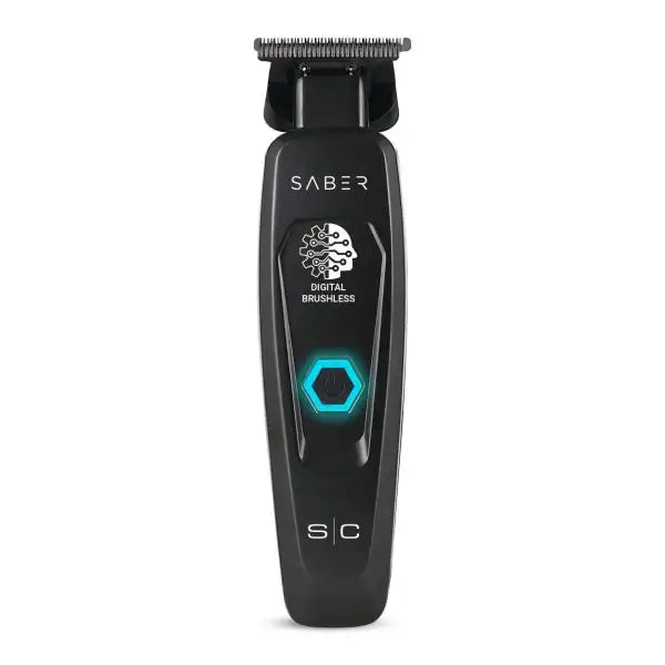 "StyleCraft Saber Trimmer Black - Cordless, zero-gap DLC blade, high-torque motor, durable black housing, 4-hour runtime."