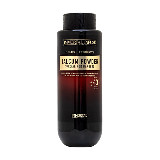 "Immortal Talcum Powder - Barber-grade, soothing post-shave care for smooth, refreshed skin and everyday grooming."