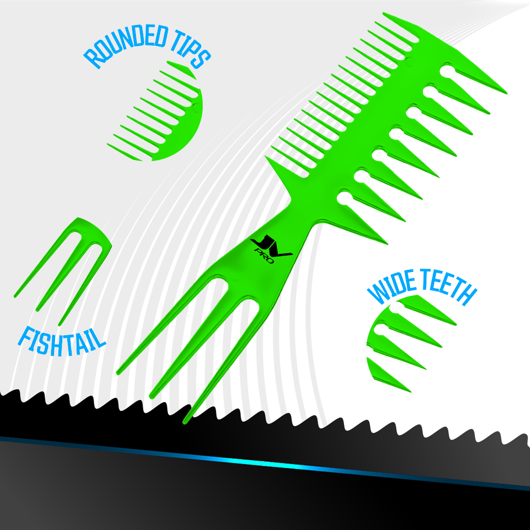 JV PRO 3-in-1 Wide Tooth Comb - Black or Green Option