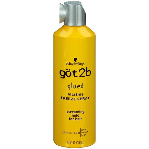 "got2b Glued Freeze Spray - Extreme hold for bold, long-lasting styles, perfect for creating dramatic, freeze-proof hairstyles."