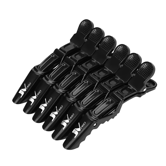 “JV PRO Non-Slip Croc Clips – 6 pcs durable hair sectioning tools for barbers and stylists.” 