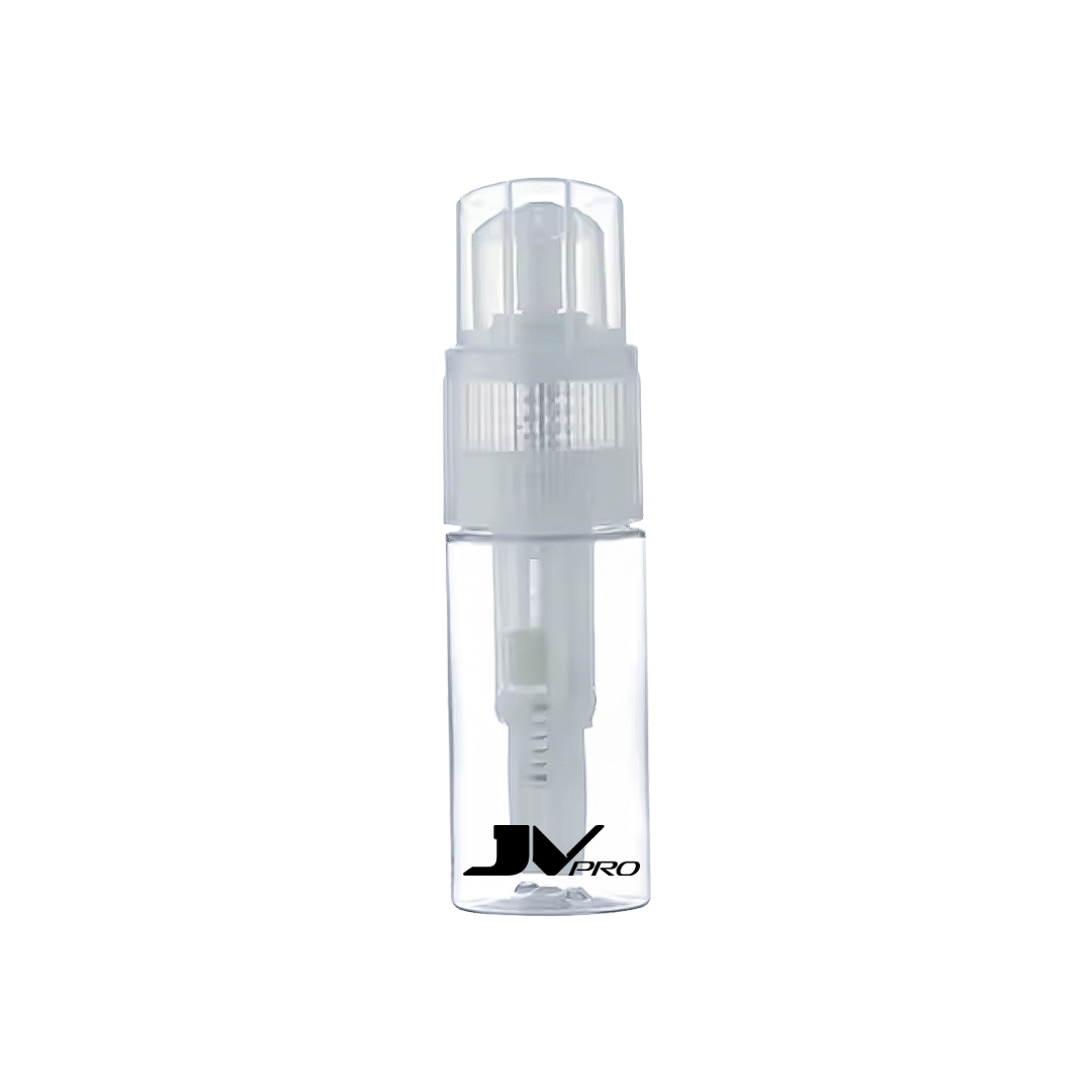 “JV PRO Powder Spray Bottle – 80ml refillable barber talc dispenser with durable, ergonomic design.” 