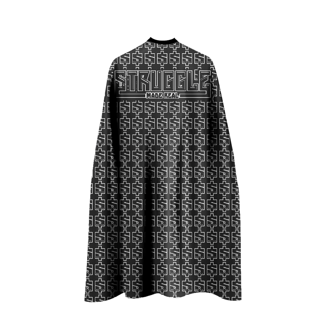 "Struggle Made Real® Classic Barber Cape - Lightweight, water-resistant, durable, and designed for professional styling."